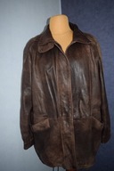 Piękna Kurtka skórzana vintage długa _XXL