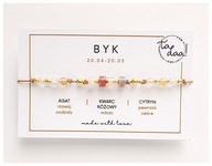 Bransoletka Znak Zodiaku BYK KAMIENIE NATURALNE złota/srebrna + prezent*