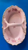 Różowa porcelana paterka różowa Czechy Bohemia 14K złoto idealna