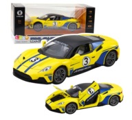 AUTO METALOWE SPORTOWE 1:22 ŚWIATŁA DŹWIĘKI NAPĘD ŻÓŁTE MODEL