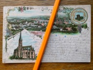 Nowa Ruda kościół Ewangelicki panorama piękny Gruss Kłodzko Herb 1903 rok