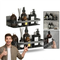 2 SZT PÓŁKA POD PRYSZNIC SAMOPRZYLEPNA LOFT CZARNY MAT 30,5X13CM MM NOWA