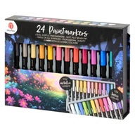 MARKERY AKRYLOWE PĘDZELKOWE 24 KOLORY DO MALOWANIA I RYSOWANIA