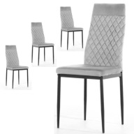ZESTAW 4 KRZESŁA LUGANO| Szare Pikowane| Tapicerowane Do Jadalni