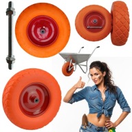 KÓŁKO KOŁO DO TACZKI PEŁNE BEZDĘTKOWE 400-8 MOCNE NIEPRZEBIJALNE + OŚ