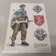 POCZTÓWKA MUNDUR i GODŁO ZOŁNIERZ GRUPY ARTYLERII 2 KORPUSU