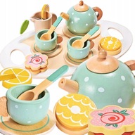 SERWIS DLA DZIECI XXL DREWNIANY zestaw do herbaty kawy filiżanki kawiarnia