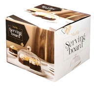 Marmurowa patera do serwowania ze szklaną kopułą 19 x 11 cm