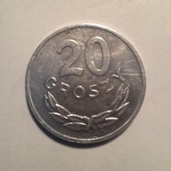 20 groszy 1985, piękna mennicza SKRĘTKA.