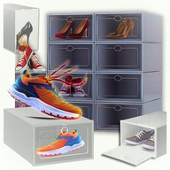 10X PRZEZROCZYSTE PUDEŁKA NA BUTY ORGANIZER PÓŁKA STOJAK POJEMNIKI OBUWIE