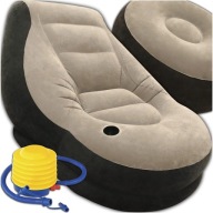 LEŻAK OGRODOWY FOTEL DMUCHANY NA PLAŻĘ OGRÓD Z PODNÓŻKIEM PUFĄ + POMPKA