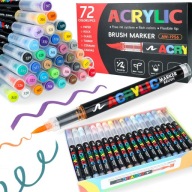 Markery akrylowe pędzelkowe pisaki flamastry z farbą wodoodporne 72 sztuk