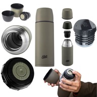 TERMOS 1L NA HERBATĘ KAWĘ NAPOJE STAL NIERDZEWNA TERMICZNY 2 KUBKI+2 KORKI