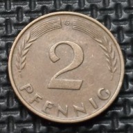 *NIEMCY [0206]*2 fenigi 1964 *G* Niemcy Zachodnie (RFN) Kłosy, Liście dębu