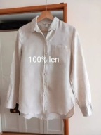 H & M beżowa lniana koszula z długim rękawem pure linen safari XS 34