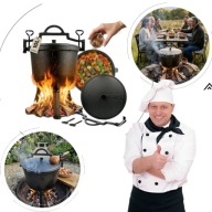 KOCIOŁEK ŻELIWNY GARNEK MYŚLIWSKI WĘGIERSKI PIECZONKI 10L NA OGNISKO GRILL