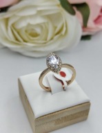 Złoty Pierścionek Markiza Cyrkonia Stal Chirurgiczna Prezent Klasa rozm 10