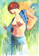 =Obraz=AKT =akwarela=kobieta=Joanna MAŁOSZCZYK