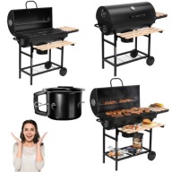 GRILL WĘGLOWY DUŻY OGRODOWY STALOWY RUSZT TERMOMETR PÓŁKI POPIELNIK