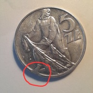 5 zł. rybak 1974-destrukt, menniczy, końcówka blachy.