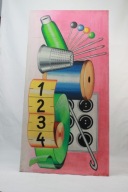 Reklama obraz z PRL 1974r. tempera na desce, unikat