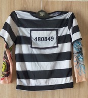 STRÓJ WIĘŹNIA CZARNO-BIAŁY PASY PASKI UNIWERSALNY