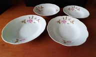 Talerze głębokie do zupy / miski porcelana chińska róże (4 sztuki) | PRL