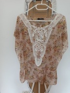 JANE NORMAN Bluzka koronkowa wyszywana mgiełka 40