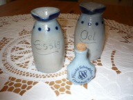 Stary zestaw kamionkowy na ocet i sos.