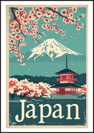 A2 KOLOROWY PLAKAT OBRAZ JAPONIA JAPAN, KRAJ KWITNĄCEJ WIŚNI GÓRA FUDŻI