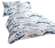 pościel z satyny 160x200 + 2x70x80 2x40x40 zamek S 72-1 Liście palmy niebie