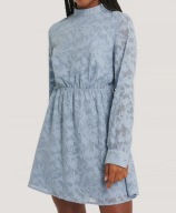 NA-KD koronkowa sukienka mini 36 S elegancka niebieska
