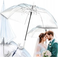 DUŻY PRZEŹROCZYSTY PARASOL PARASOLKA XXL 130CM WŁÓKNO MOCNY ŚLUB