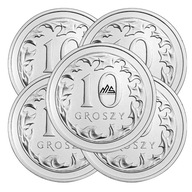 5x 10 groszy 2025 r. stan menniczy z woreczka