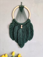 Łapacz snów zieleń puszysty Makrama piórka Boho