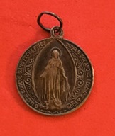 Piękny stary medalik Matka Boża 1830 objawienie sygnowany srebro