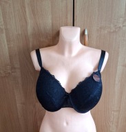 JANINA czarny usztywniany fiszbiny koronkowy biustonosz 100D