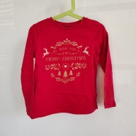 Bluzka ze świątecznym motywem koszulka Mohito 122 długi rękaw święta (129)
