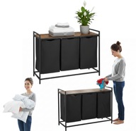 DUŻY KOSZ NA PRANIE TRZYKOMOROWY WOLNOSTOJĄCY BIELIZNE LOFT 160L POTRÓJNY