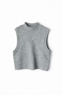 Szary krótki top sweterkowy Noisy May, półgolf, minimalistyczny