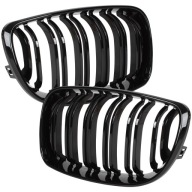 Grill Atrapa Nerki Kratka Połysk Czarna 2szt BMW 1 E81 E82 E87 E88 POLIFT