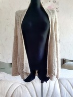 KARDIGAN WEŁNY WEŁNIANY MOHER PRZĘDZA JASNOBEŻOWY cieplutki wool