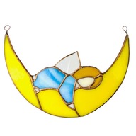 Witrażowy aniołek na księżycu zawieszka