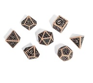 ZESTAW 7 KOŚCI KOSTEK RPG Kremowo Czarne Warhammer DnD