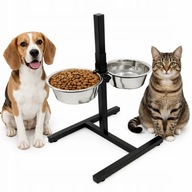 PODWÓJNA MISKA DLA PSA KOTA 2×1,8L ZE STALI NIERDZEWNEJ NA STOJAKU