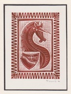 Drużycki Jerzy Jednorożec exlibris ekslibris własny sygnowany ołówkiem 1970