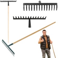 GRABIE DO LIŚCI TRAWY TRAWNIKA METALOWE DREWNIANY TRZON LEKKIE 14 ZEBÓW