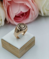 Sygnet męski pozłacany 18k złotem Boho styl rozmiar 9