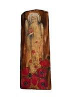 Anioł i maki. Decoupage na drewnie