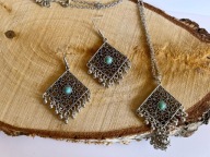Naszyjnik kolczyki Boho Turkus komplet biżuterii